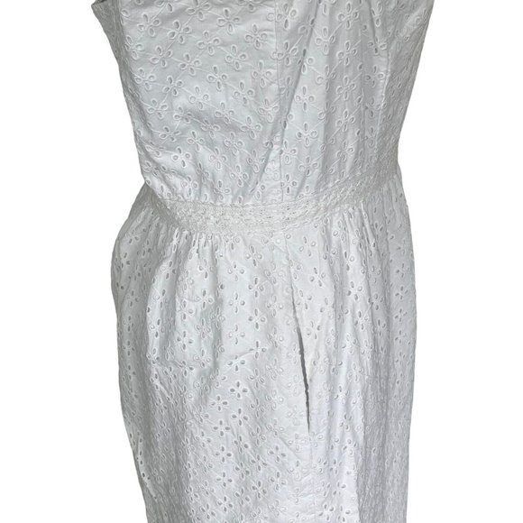 Vineyard Vines White Eyelet Fit & Flare Dress Size 10 $208 Retail Cut Out Back - Picture 6 of 16